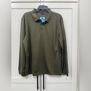 NWT MAGCOMSEN Men's olive green Long Sleeve Quick Dry Tactical Polo size medium